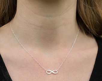 Silver Infinity Necklace For Women, Unique Handmade Jewellery Gifts, Sterling Silver Jewellery UK, Figure Eight Symbol Necklace