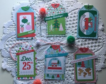Christmas Gift Tags - Set of 6 Handmade Christmas Gift Tags With Bakers Twine for Holiday Gift Giving