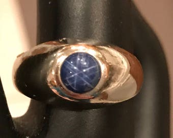 10KT White Gold & Blue Star Sapphire Ring