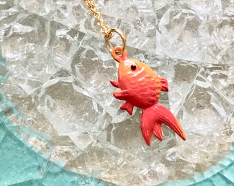 Goldfish Necklace, Goldfish, Necklace, Goldfish Jewelry, Fish Necklace, Fish, Animal Jewelry, Fish Jewelry, Goldfish Pendant, Koi Necklace