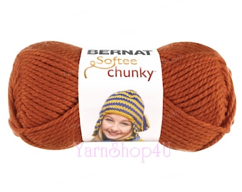 PUMPKIN Bernat Softee Chunky Yarn. It's a thick Orange Super Bulky yarn that works up quick for knit or crochet. Solid Orange Acrylic Yarn