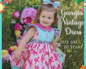 PDF Girls Dress Pattern - Georgia Vintage Dress Pattern, Size 6 Month - 10 Years by The Cottage Mama