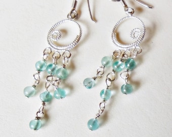 Apatite and 925 sterling Silver earrings