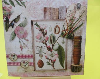 Card 3D (relief) botanical Theme