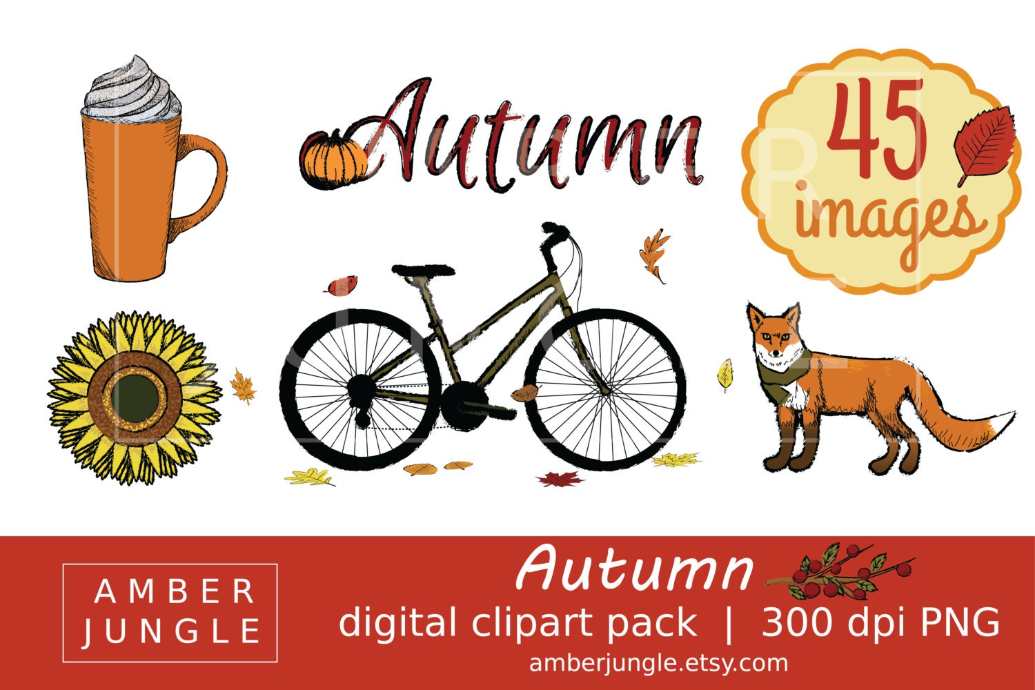 Autumn Clipart - Instant Download! Fall Leaf Harvest Cozy ...
