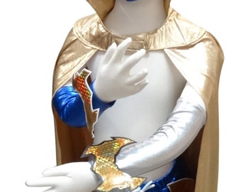 Kids Halloween Sin Cara Lucha Libre costume set (30" Cape, Pants, Mask and Arm Bands (6 - 10 yr olds) Size 8 Silver/Blue