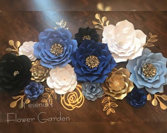 Lovely shades of blue paper flowers