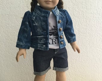 Fashionable denim jacket for American Girl & most 18" dolls