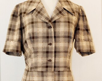 60s fitted checked shirt-dress