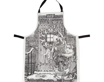 Hanging the Christmas Wreath Apron