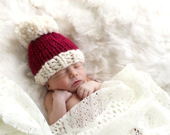 Christmas Santa Hat Baby Knit Pom Pom