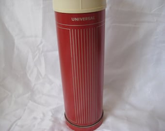 Burgundy gray metal thermos, Landers Frary & Clark Thermos, universal thermos, made in USA, one quart thermos