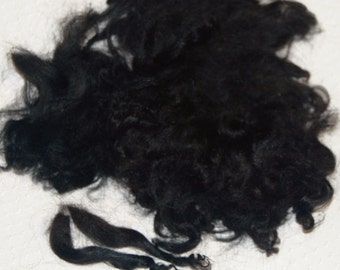 Karakul Sheep Wool Locks for Spinning, Felting, Doll Hair, Doll Wig, Black 1 oz.
