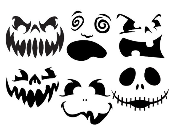 Items similar to Spooky Face Vinyl Halloween Decorations - Set of 6 on Etsy
