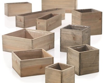 Wood planter with plastic liner,, square, rectangle, wood box, centerpiece, wedding