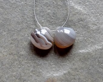 AAA Botswana Agate Smooth Heart Briolettes - 8mm - Matched Pair