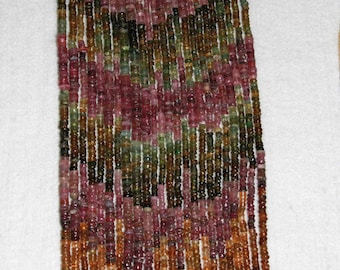 Tourmaline, Multicolor Heishi, Smooth Heishi, Rondelle Bead, Tourmaline Bead, Semi Precious, Gemstone, Opaque Bead, Full Strand, No4, 3-4mm
