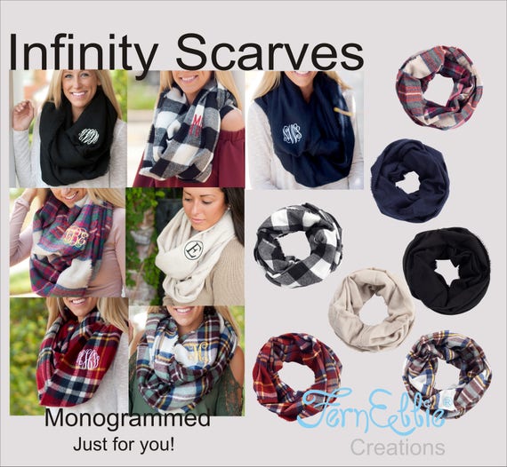 Monogrammed Infinity Scarf, Personalized Scarves, Infinity Londyn Scarves