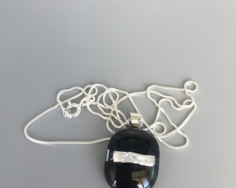 Black and Silver Glass Necklace