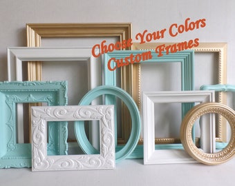 PICTURE FRAMES Custom - Choose Your Colors Custom Frame Collection - Distressed Frames - Gallery Wall - Wedding - Baby Nursery