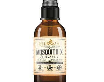 MOSQUITO-X - Organic Insect Repellent - No Deet - Made with 100% Organic Ingredients - 2 oz Glass Bottle - by Khroma Herbal Products