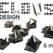 200 X studs 6mm black silver customisation pyramid