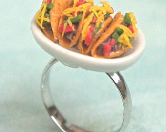 tacos ring- miniature food jewelry, food ring