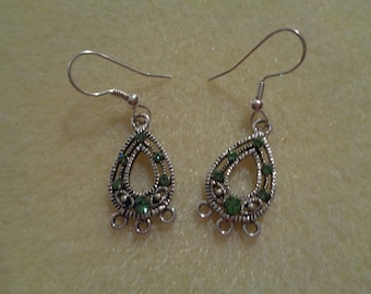 Swarovski emerald pear dangle earrings