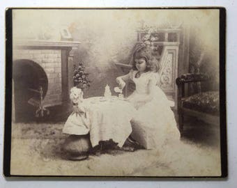 Amazing Cabinet Photo IdentifiedGirl having Tea Party with her doll