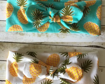 Pineapple Top Knot Headband / Twisted turban headband / Aqua Pineapple / White Pineapple / Dole whip