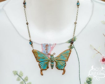 Butterfly Necklace Patina 7, 5cm