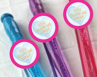 Pink Bubble Valentine- You Blow Me Away Valentine
