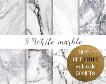 White marble digital paper, White marble paper, Marble paper, marble backgrounds, Stone paper, Black and white marble commercial use