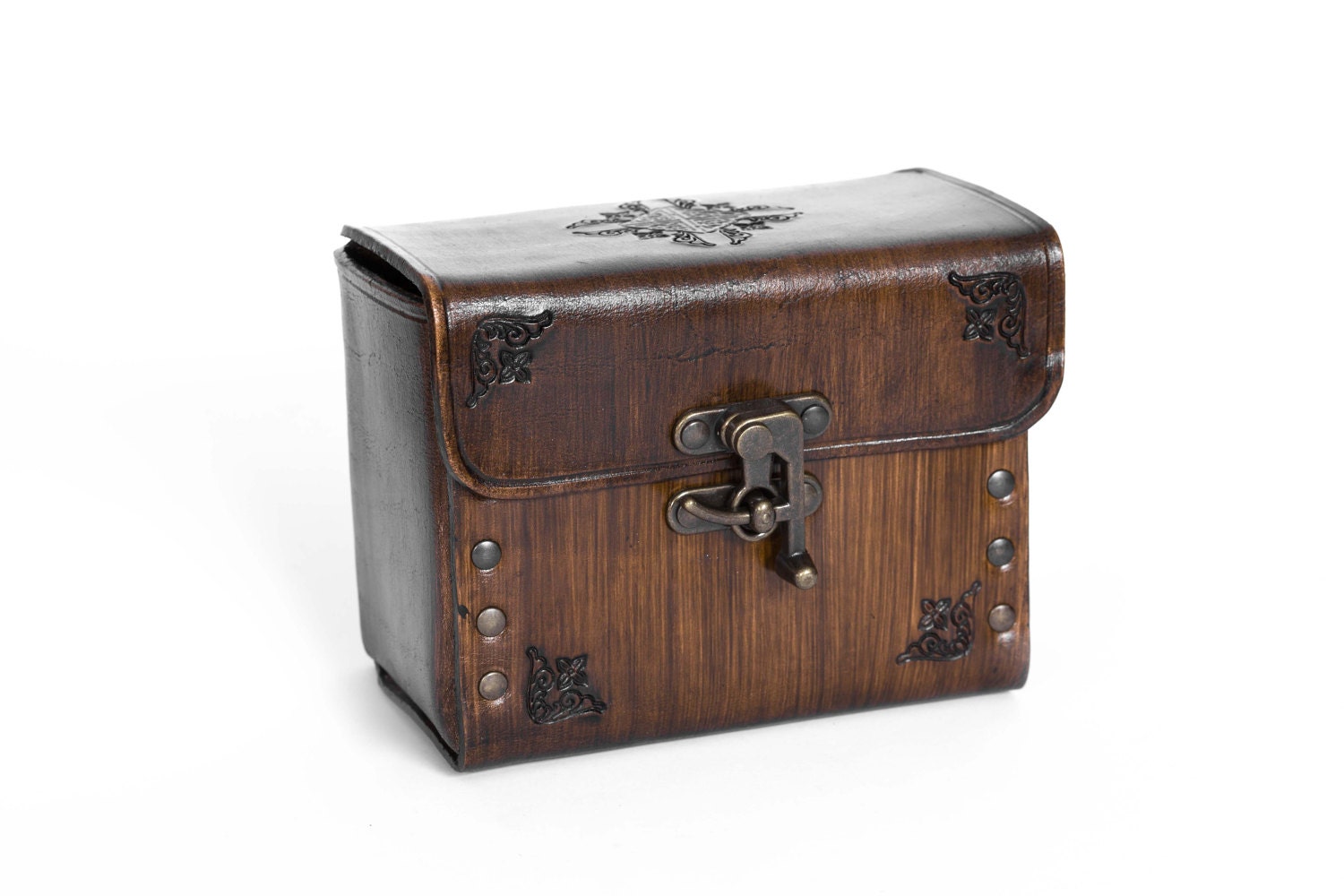 Big Hard leather DECK BOX for 210 card in sleeved with swing