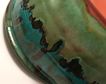 Pretty vintage drip glaze pottery bowl