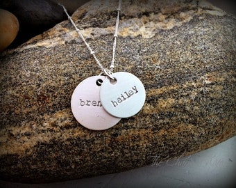 Kids Name Necklace - Modern Hand Stamped Jewelry - Trendy Mom Jewelry - Personalized - for Mom - Gifts from Kids- Mother's Day Gifts