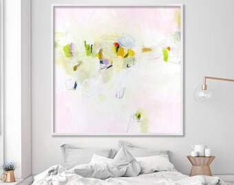 GICLEE PRINT of Large Abstract Painting Abstract Art Large Wall Art Pink Painting green, yellow feminine art Saturday Market 3