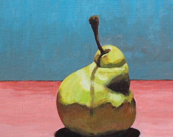 Pear in Primaries. Original Painting. 8x6.