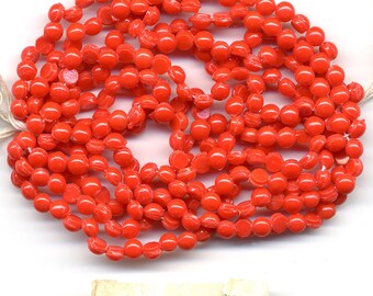Vintage Opaque Red Nailhead Beads, 1920s Czech, 4mm Full Hank of 288-300 Pcs. DESTASH