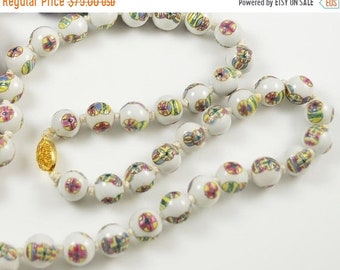 SALE Clearnce SALE Old Chinese Hand Painted White Porcelain Vintage Necklace
