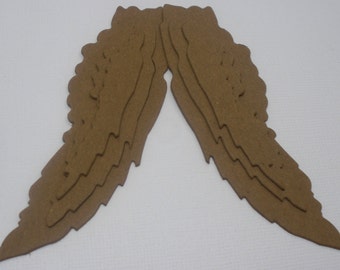 TATTERED ANGEL WINGS - Vintage Raw Bare Unfinished Chipboard Die Cut