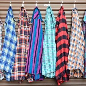 Buy-Two-Get-One-Free Unisex Large VTG Flannel Oversized Shirts - Westernwear Plaid Button-Up Worn Distressed Flannels - 70s, 80s, 90s Large
