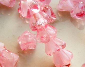 Czech Glass Baby Bell Flower Beads 6x4mm Crystal Pink (25 pk) SI-6x4F-CP