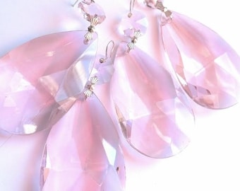 ONE Pink Teardrop Chandelier Crystal 63mm Prisms Almond