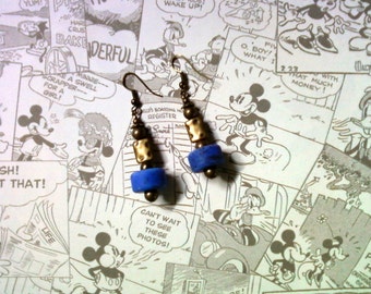 Royal Blue and Brass Earrings (2213)