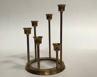 Vintage Brass 6 arm candle holder