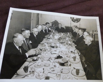 Vintage Photo Priests and Other Men at Meal News Photo