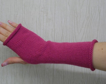 Pink fingerless gloves, handmade arm warmers, knitted hand warmers, womens fingerless mittens, knitted arm warmers, CHOOSE COLOUR