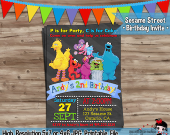 Sesame Street Invitation Sesame Street Birthday Invite Sesame Street Invitation Sesame Street Elmo Invitation Digital Printable, JPG File