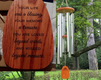 Personalized Wind Chime - Your Life Was A Blessing - Custom Chime - Engraved Wind Chime - Garden Memorial - Memorial Garden - Sympathy Gift
